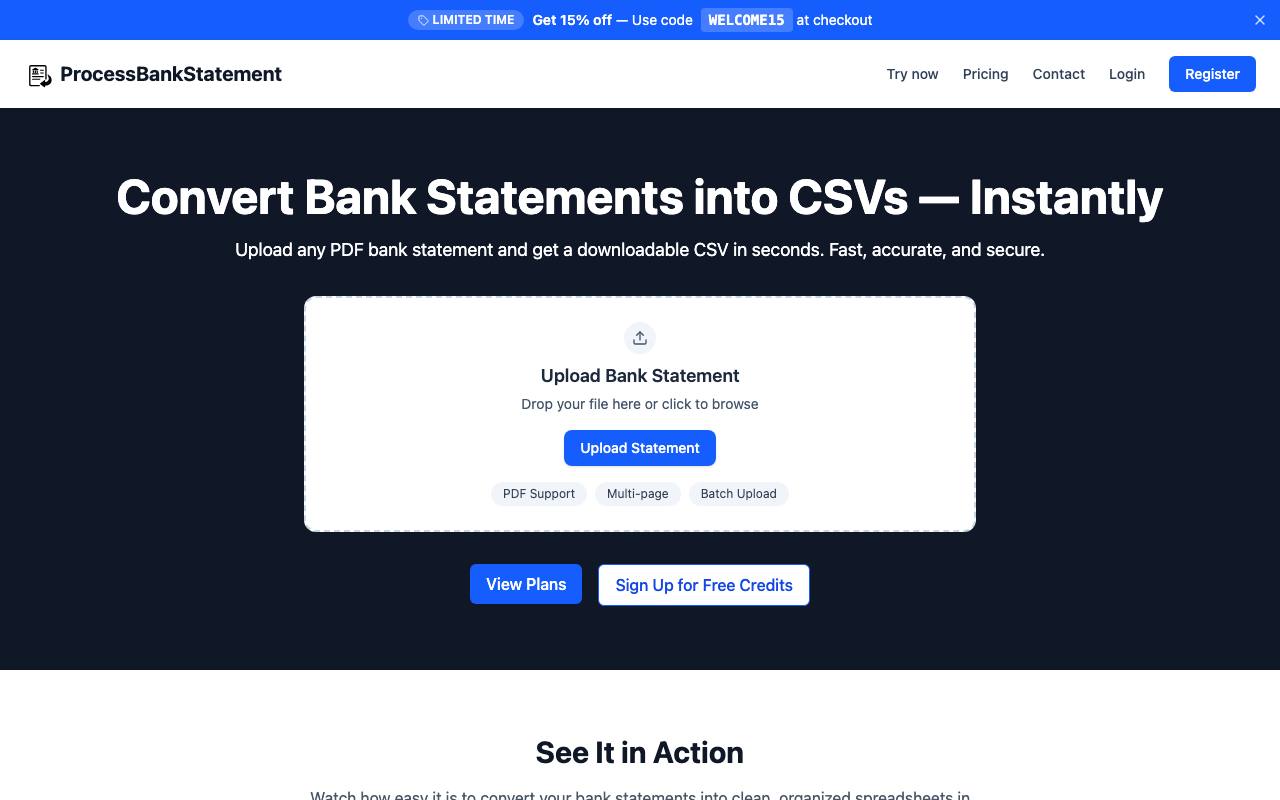 ProcessBankStatement screenshot