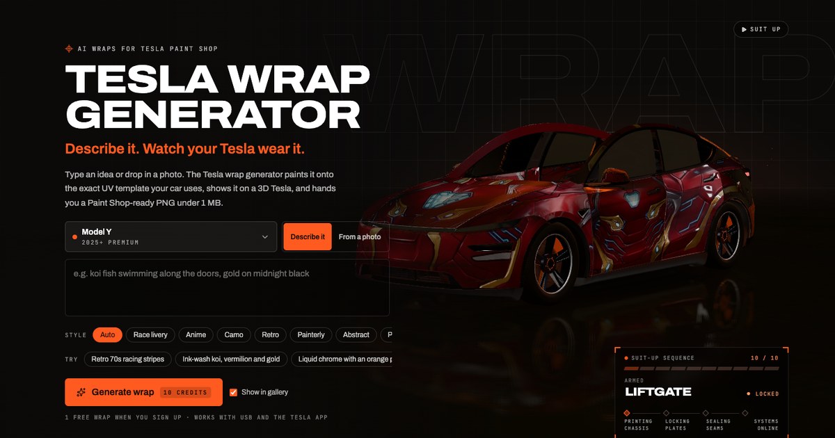 Tesla Wrap Generator screenshot