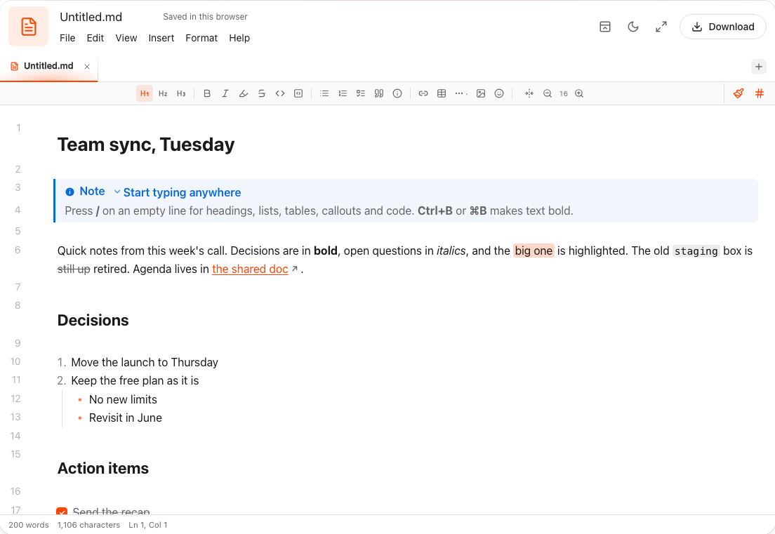 TypeFire Markdown Editor screenshot