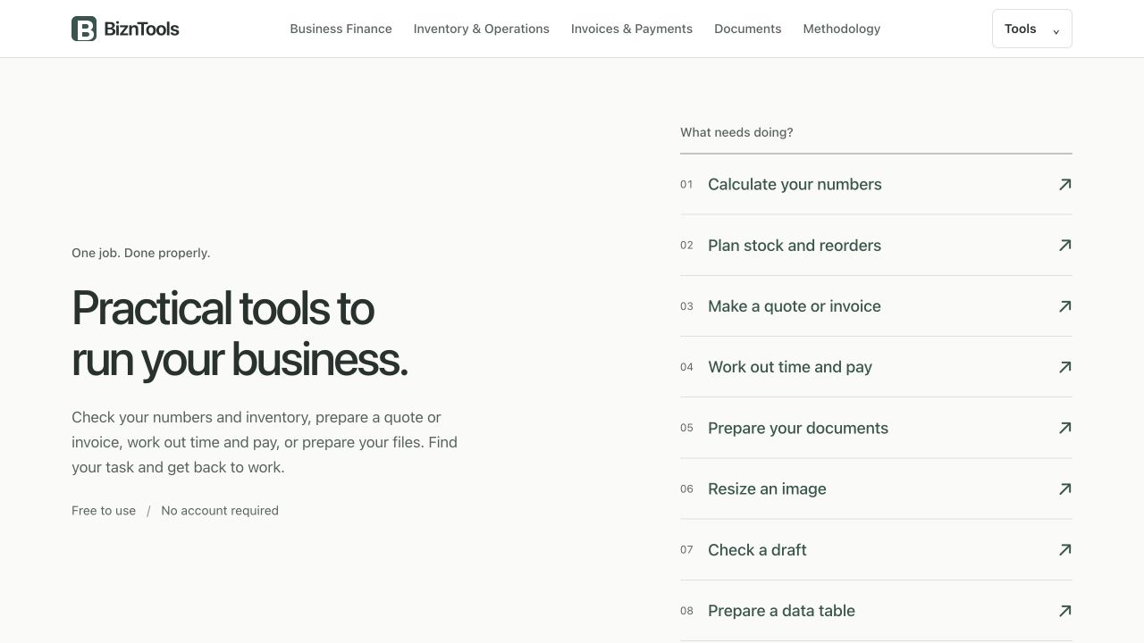 BiznTools screenshot