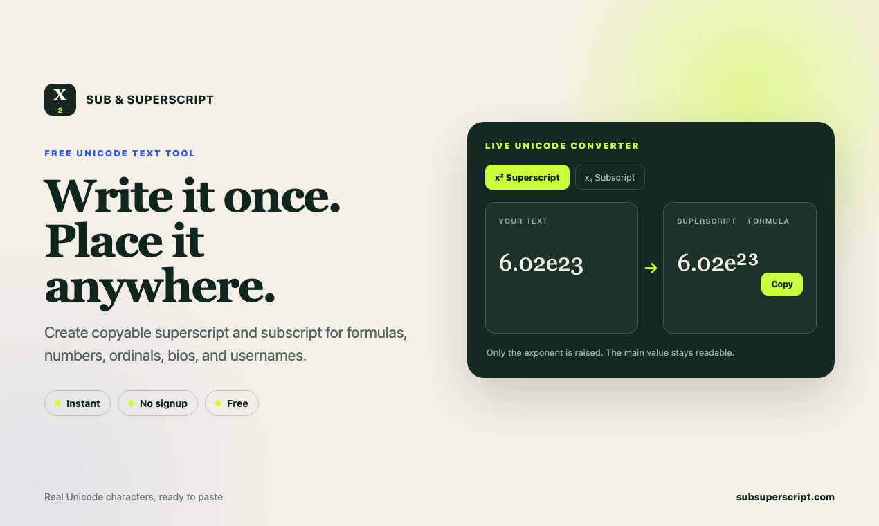 SubSuperscript screenshot
