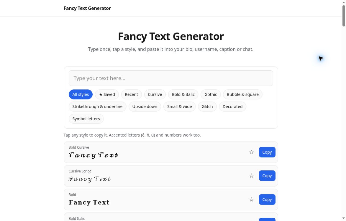 Fancy Text Generator screenshot