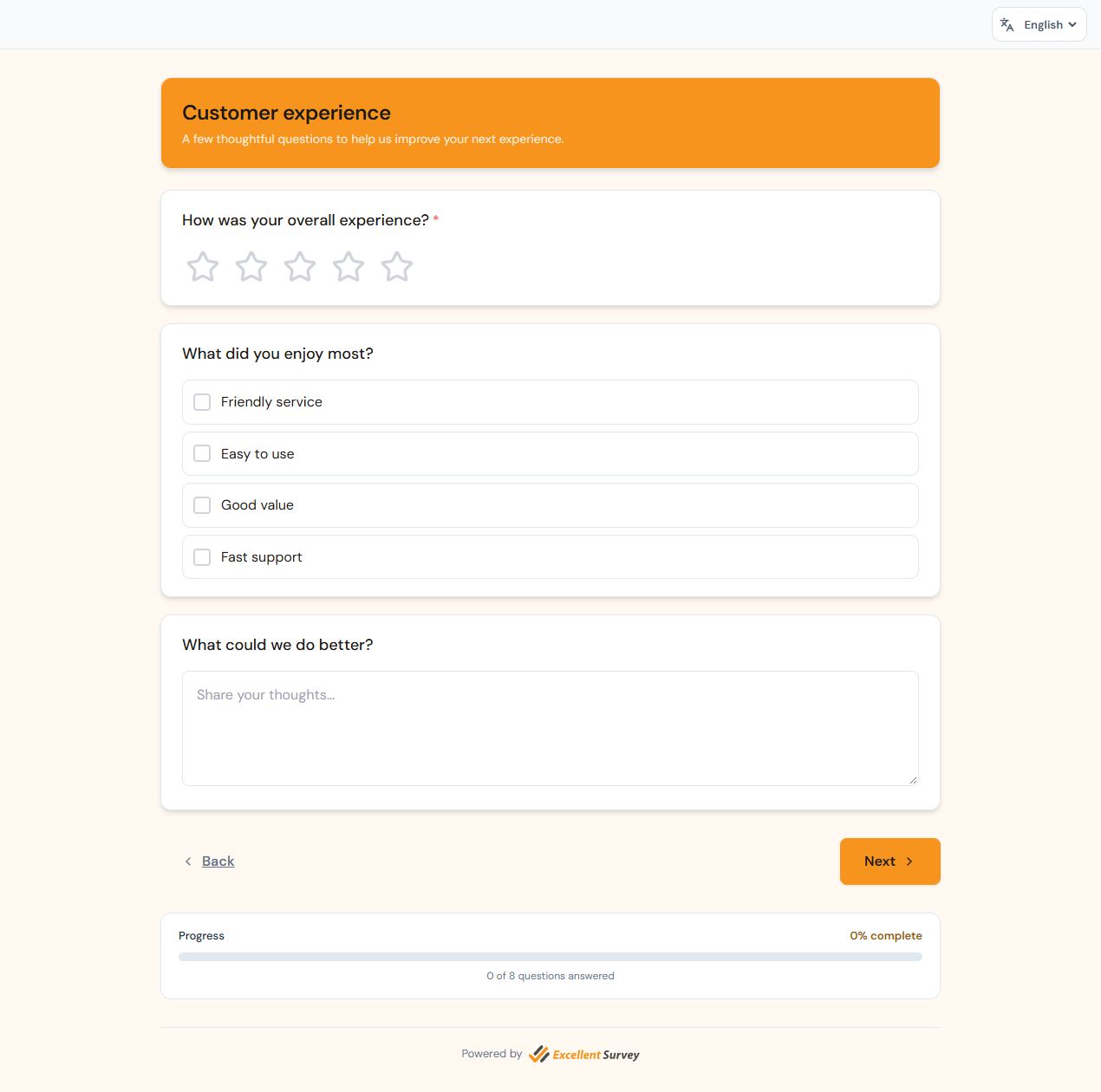 Excellent Survey screenshot