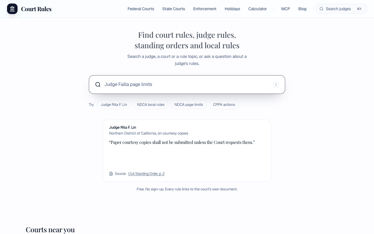 Court Rules screenshot