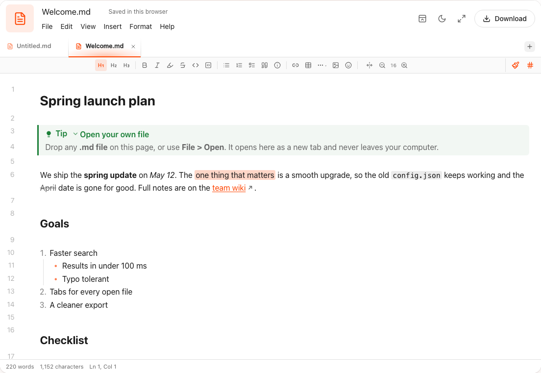 TypeFire Markdown Editor screenshot