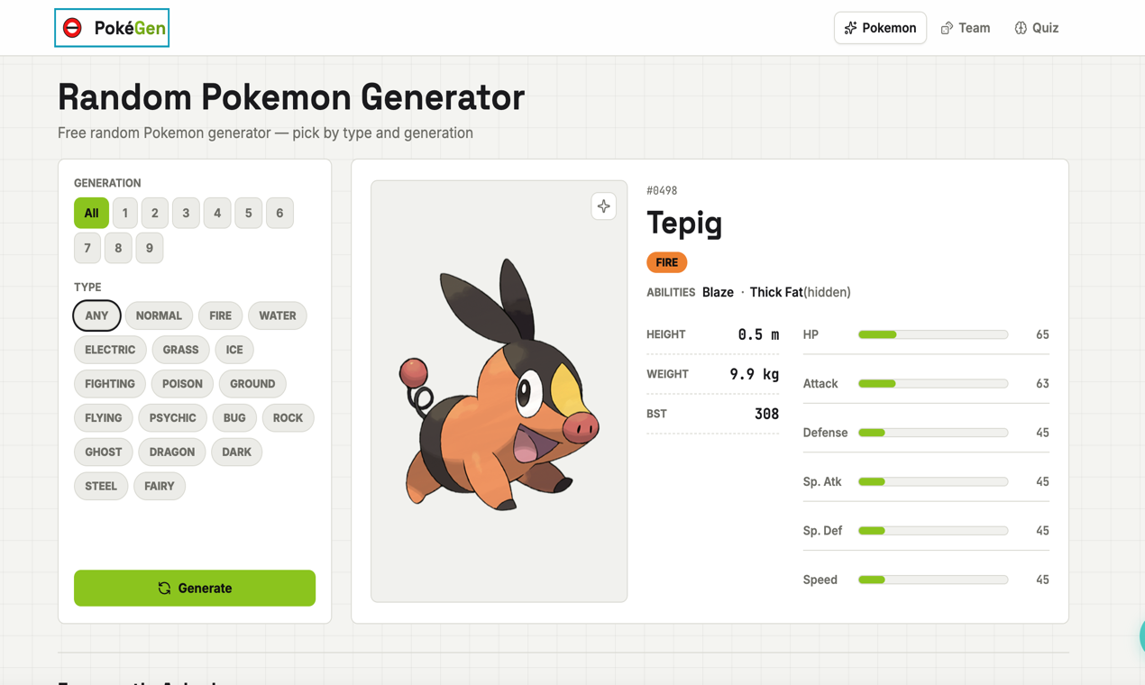 PokéGen screenshot