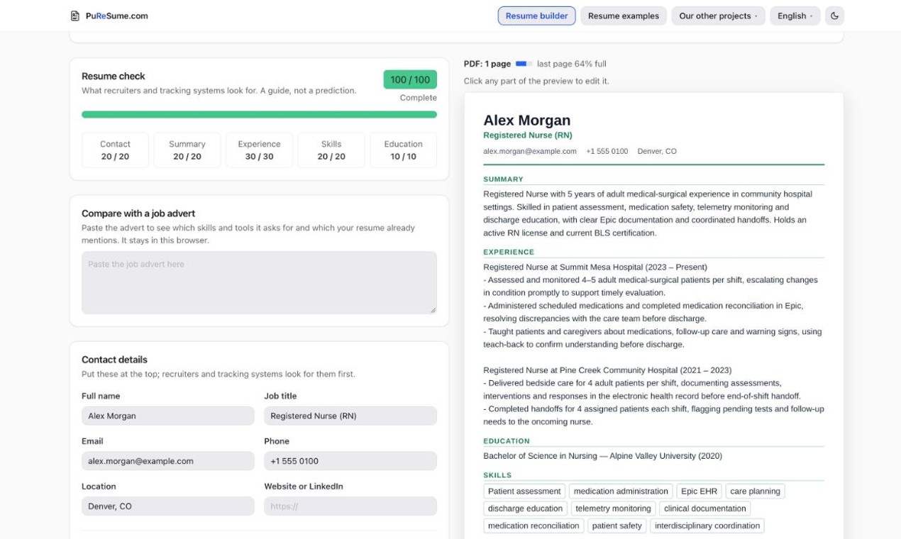 PuReSume screenshot