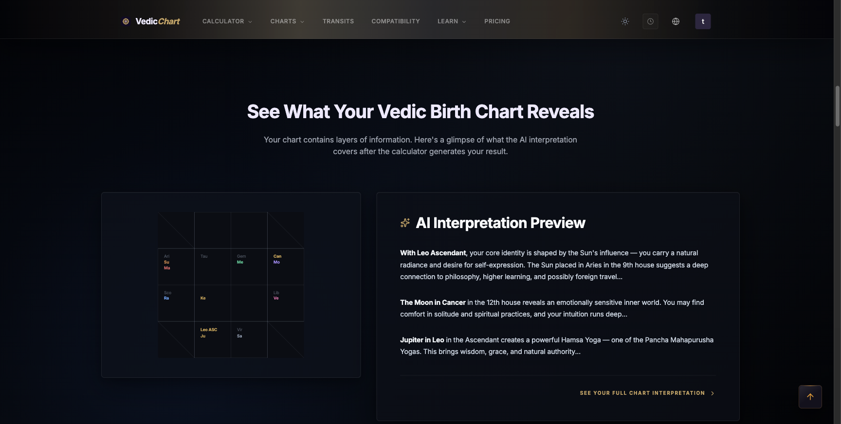 Vedic Astrology Chart screenshot