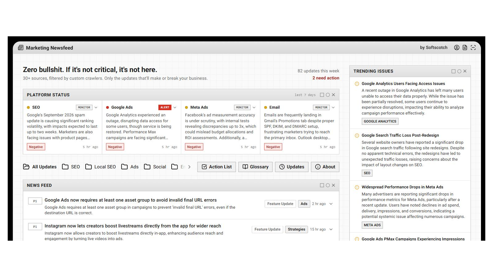 Marketing Newsfeed screenshot