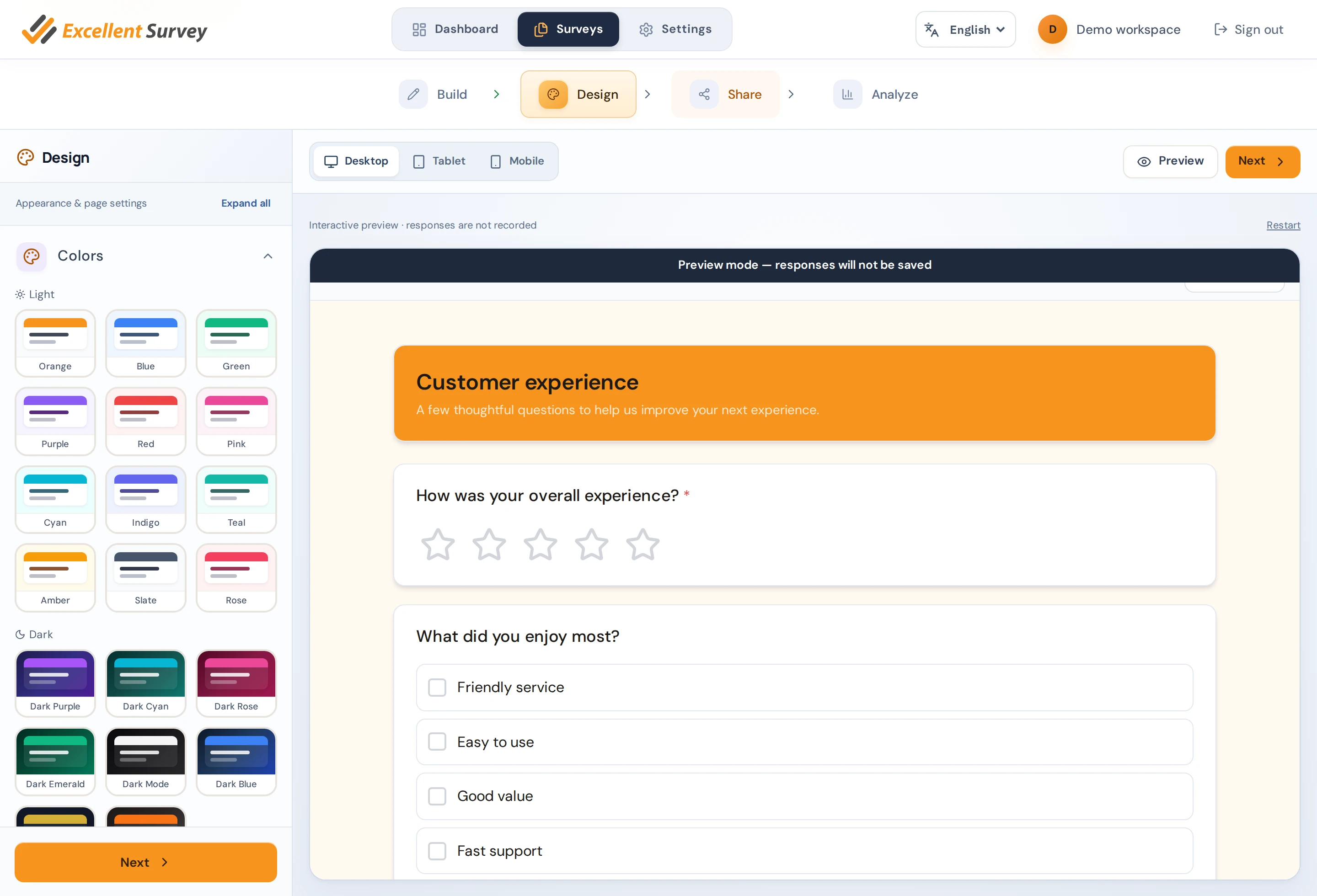 Excellent Survey screenshot