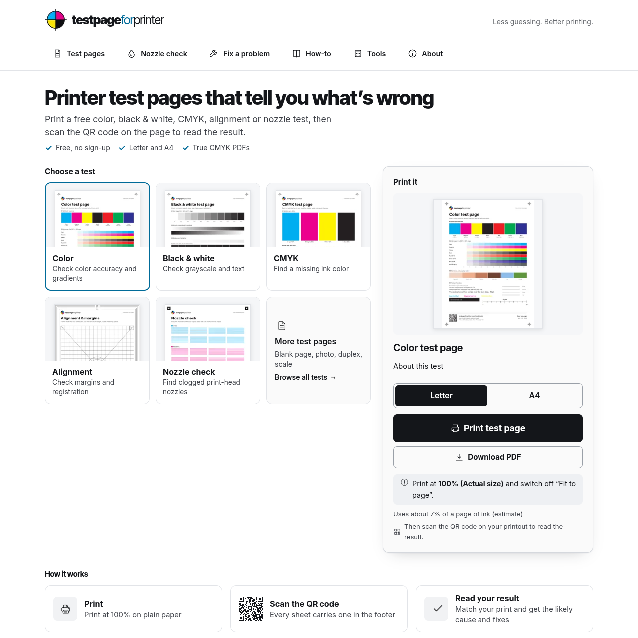 TestPageForPrinter screenshot