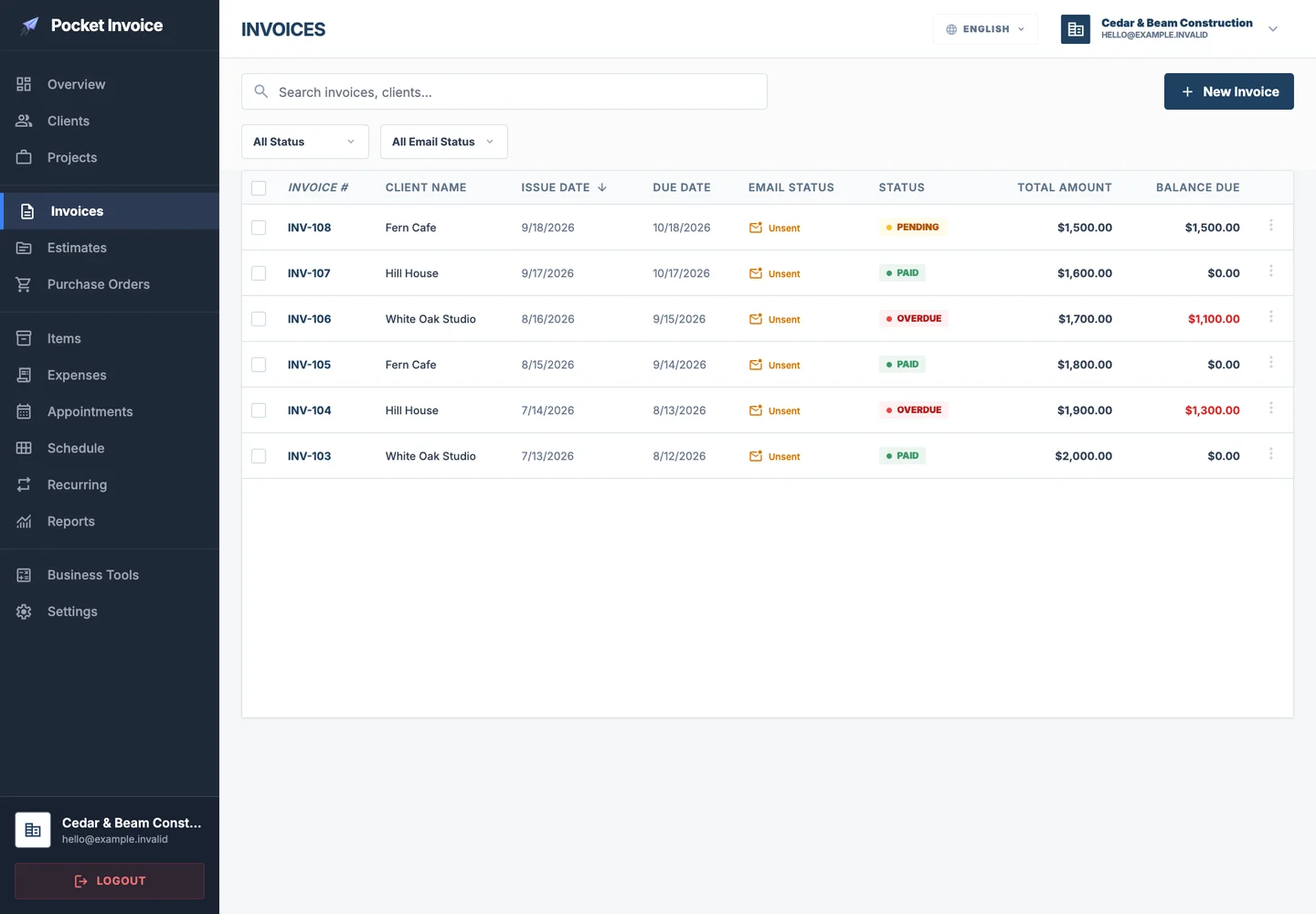 Pocket Invoice screenshot